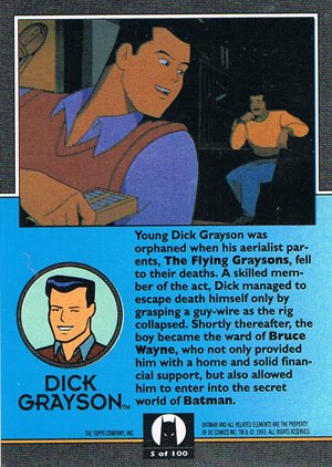 Topps Batman: The Animated Series Base Card 5 Dick Grayson