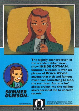 Topps Batman: The Animated Series Base Card 12 Summer Gleeson