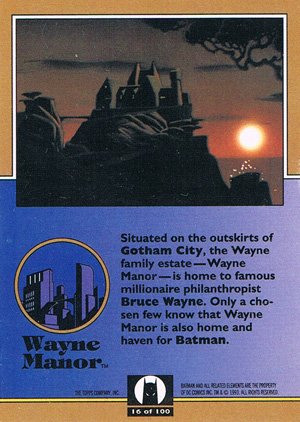 Topps Batman: The Animated Series Base Card 16 Wayne Manor