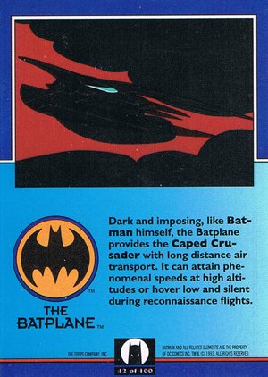 Topps Batman: The Animated Series Base Card 42 The Batplane