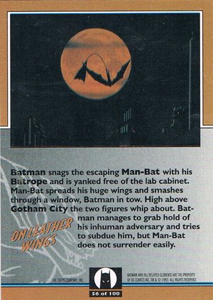 Topps Batman: The Animated Series Base Card 56 Batman snags the escaping Man-Bat