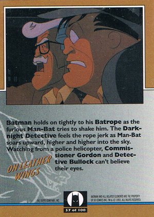 Topps Batman: The Animated Series Base Card 57 Batman holds on tightly