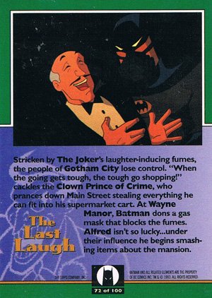 Topps Batman: The Animated Series Base Card 72 Stricken by The Joker's
