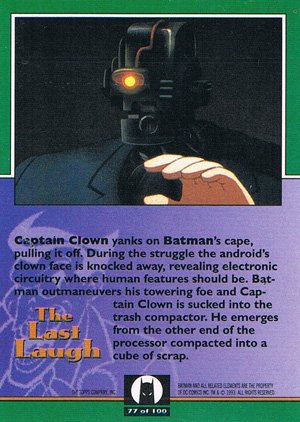 Topps Batman: The Animated Series Base Card 77 Captain Clown yanks