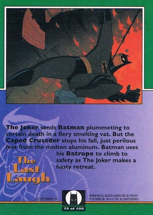 Topps Batman: The Animated Series Base Card 79 The Joker sends Batman plummeting