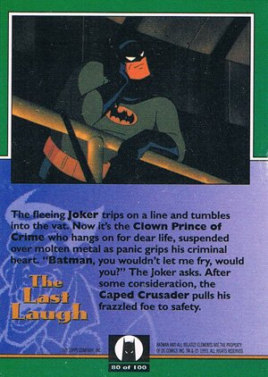Topps Batman: The Animated Series Base Card 80 The fleeing Joker trips