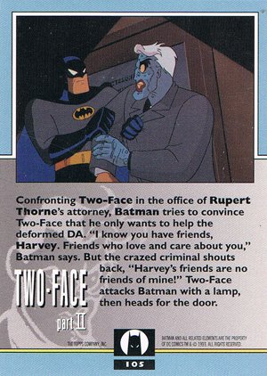 Topps Batman: The Animated Series 2 Base Card 105 Confronting Two-Face in the office of Ru