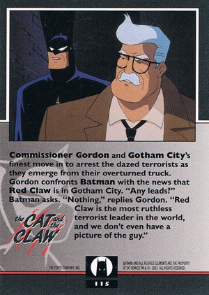 Topps Batman: The Animated Series 2 Base Card 115 Commissioner Gordon and Gotham City's fi