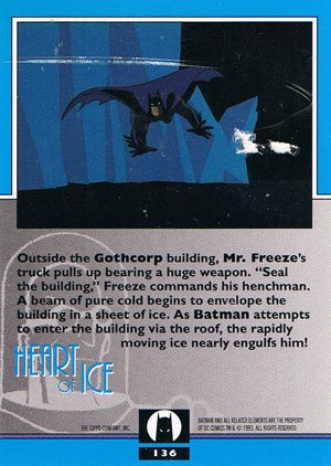 Topps Batman: The Animated Series 2 Base Card 136 Outside the Gothcorp building, Mr. Freez