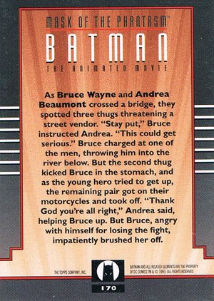 Topps Batman: The Animated Series 2 Base Card 170 As Bruce Wayne and Andrea Beaumont cross