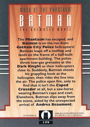 Topps Batman: The Animated Series 2 Base Card 179 The Phantasm has escaped, and Batman is