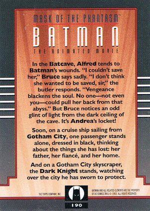 Topps Batman: The Animated Series 2 Base Card 190 In the Batcave, Alfred tends to Batman's