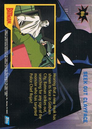 Topps Batman: Animated Series - Season One Base Card 86 Seek Out Clayface