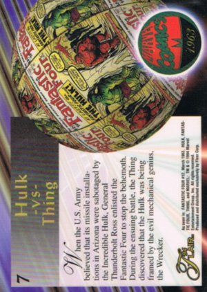 Fleer Marvel Annual Flair '94 Base Card 7 Hulk vs Thing