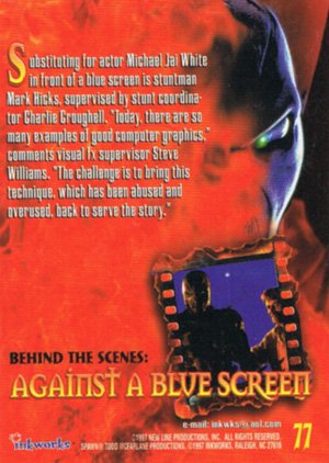 Inkworks Spawn the Movie Base Card 77 Against a Blue Screen