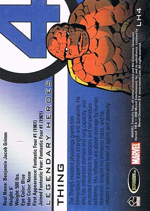 Rittenhouse Archives Fantastic Four Archives Legendary Heroes Embossed Foil Card LH4 Thing