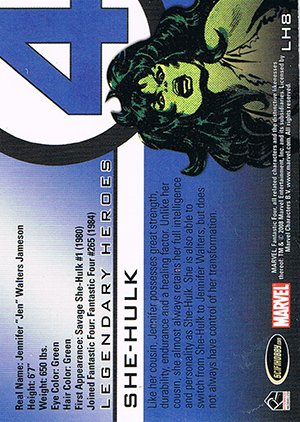Rittenhouse Archives Fantastic Four Archives Legendary Heroes Embossed Foil Card LH8 She-Hulk