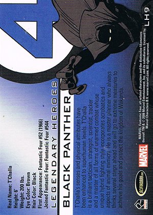 Rittenhouse Archives Fantastic Four Archives Legendary Heroes Embossed Foil Card LH9 Black Panther