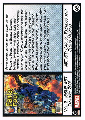 Rittenhouse Archives Fantastic Four Archives Base Card 63 Vol 3, Issue #37 - January 2001