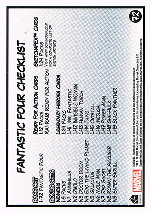 Rittenhouse Archives Fantastic Four Archives Base Card 72 Fantastic Four Checklist