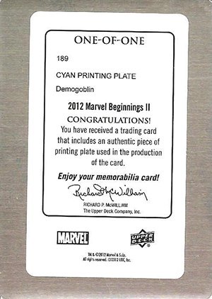 Upper Deck Marvel Beginnings Series II Printing Plates 189 