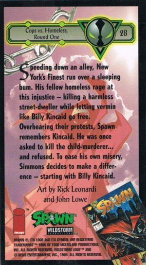 Image/Wildstorm Spawn Base Card 28 Cops vs. Homeless, Round One