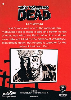 Cryptozoic The Walking Dead Comic Book Parallel Card 3 Lori Grimes