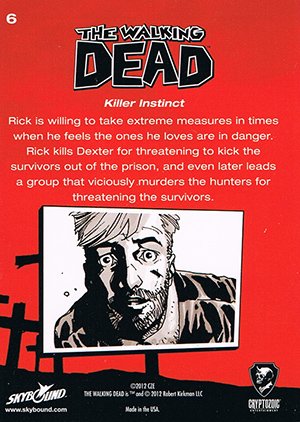 Cryptozoic The Walking Dead Comic Book Parallel Card 6 Killer Instinct