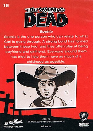 Cryptozoic The Walking Dead Comic Book Base Card 16 Sophia