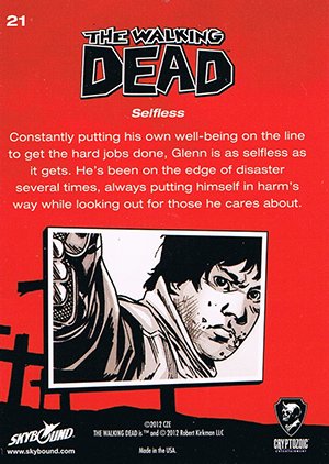 Cryptozoic The Walking Dead Comic Book Parallel Card 21 Selfless