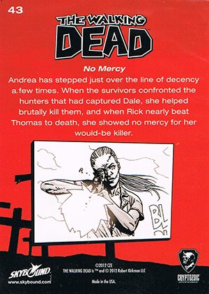 Cryptozoic The Walking Dead Comic Book Parallel Card 43 No Mercy