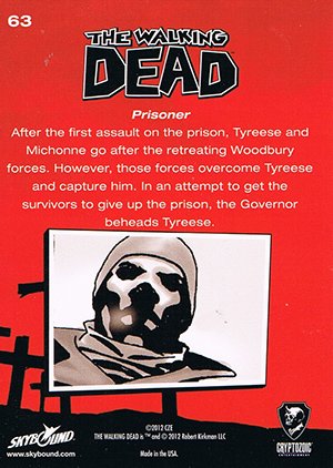 Cryptozoic The Walking Dead Comic Book Base Card 63 Prisoner