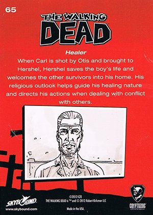 Cryptozoic The Walking Dead Comic Book Base Card 65 Healer