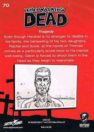 Cryptozoic The Walking Dead Comic Book Base Card 70 Tragedy