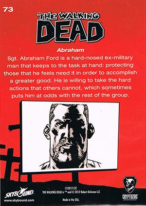 Cryptozoic The Walking Dead Comic Book Parallel Card 73 Abraham