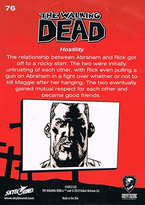 Cryptozoic The Walking Dead Comic Book Parallel Card 76 Hostility