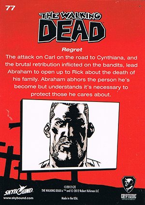Cryptozoic The Walking Dead Comic Book Parallel Card 77 Regret