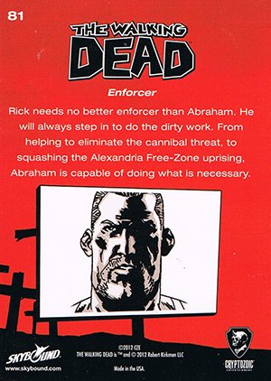 Cryptozoic The Walking Dead Comic Book Parallel Card 81 Enforcer