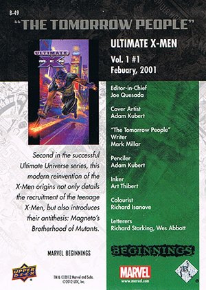 Upper Deck Marvel Beginnings Series II Break Through Card B-49 Ultimate X-Men #1