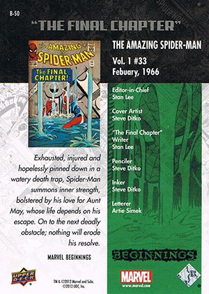 Upper Deck Marvel Beginnings Series II Break Through Card B-50 The Amazing Spider-Man #33