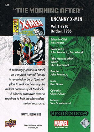 Upper Deck Marvel Beginnings Series II Break Through Card B-66 Uncanny X-Men #210