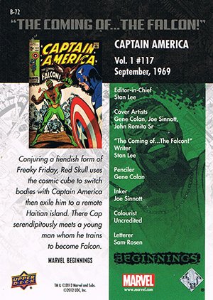 Upper Deck Marvel Beginnings Series II Break Through Card B-72 Captain America #117