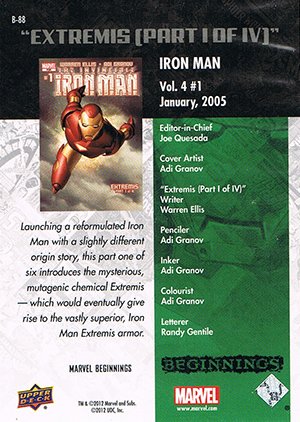 Upper Deck Marvel Beginnings Series II Break Through Card B-88 Iron Man Vol.4 #1