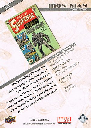 Upper Deck Marvel Beginnings Series II Base Card 181 Iron Man