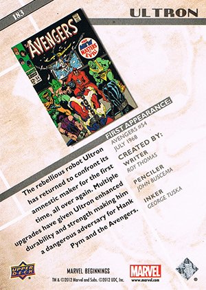 Upper Deck Marvel Beginnings Series II Base Card 183 Ultron