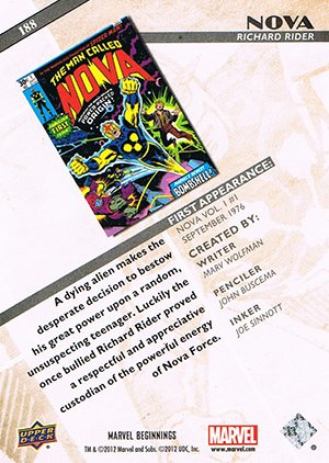 Upper Deck Marvel Beginnings Series II Base Card 188 Nova