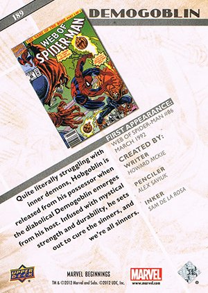 Upper Deck Marvel Beginnings Series II Base Card 189 Demogoblin