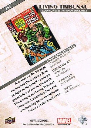 Upper Deck Marvel Beginnings Series II Base Card 203 Living Tribunal