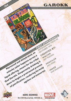 Upper Deck Marvel Beginnings Series II Base Card 204 Garokk