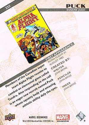 Upper Deck Marvel Beginnings Series II Base Card 225 Puck
